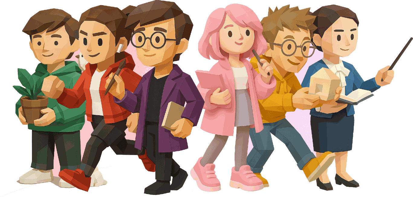 6色のカラータイプを表す6人のキャラクター